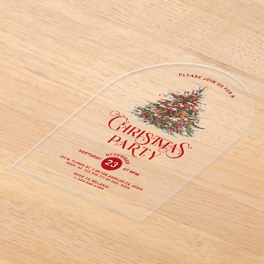 Versierde kerstboom kerstfeest uitnodigen acryl uitnodigingen (Laagn)