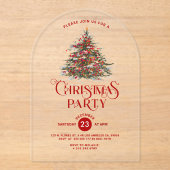 Versierde kerstboom kerstfeest uitnodigen acryl uitnodigingen (Voorkant)