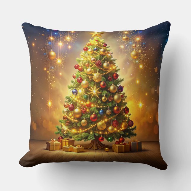 Versierde Kerstboom Kussen (Voorkant)