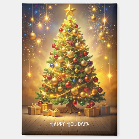 Versierde Kerstboom Magneet (Voorkant)