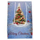 Versierde kerstboom medium cadeauzakje (Achterkant)
