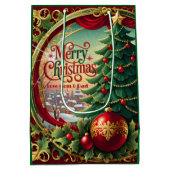Versierde Kerstboom Medium Cadeauzakje (Achterkant)