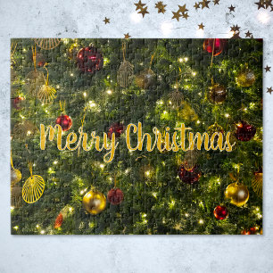 Versierde Kerstboom met optionele tekst Legpuzzel