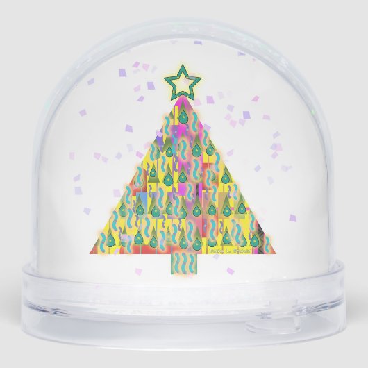 Versierde kerstboom met ster sneeuwbol (Achterkant)