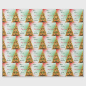  versierde kerstboom met tekst cadeaupapier (Vlak)