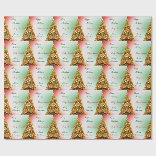  versierde kerstboom met tekst cadeaupapier (Vlak)