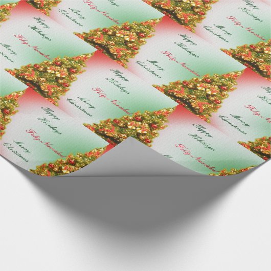 versierde kerstboom met tekst cadeaupapier (Hoek)