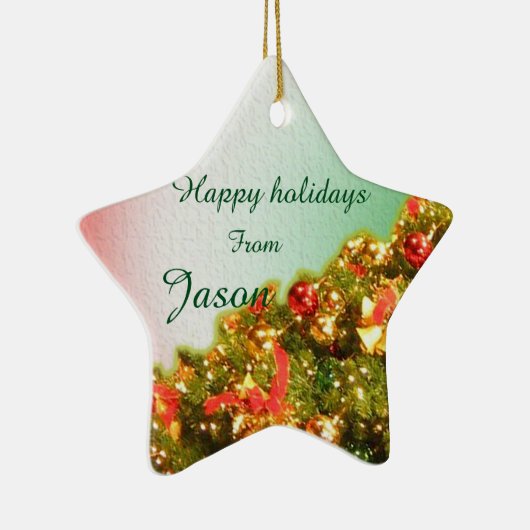  versierde kerstboom met tekst keramisch ornament (Rechts)