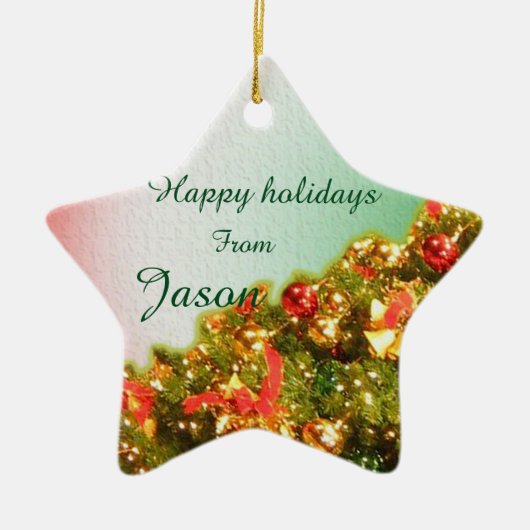  versierde kerstboom met tekst keramisch ornament (Voorkant)