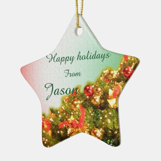  versierde kerstboom met tekst keramisch ornament (Links)