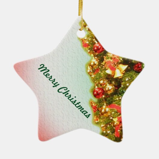 versierde kerstboom met tekst keramisch ornament (Achterkant)