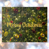  versierde kerstboom Optionele tekst Legpuzzel