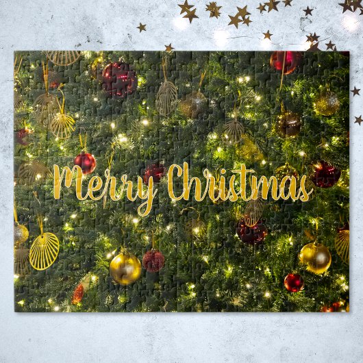  versierde kerstboom Optionele tekst Legpuzzel