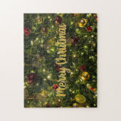  versierde kerstboom Optionele tekst Legpuzzel (Verticaal)