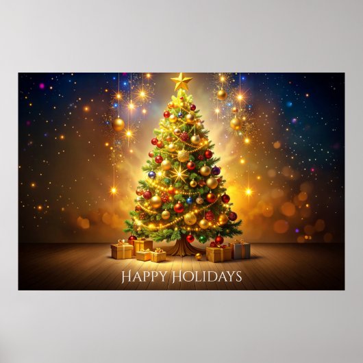 Versierde Kerstboom Poster (Voorkant)