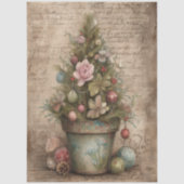Versierde Kerstboom Pot Decoupage in vintage stijl Tissuepapier (Voorkant)