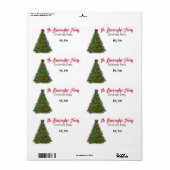 Versierde Kerstboom Rand Papier Naam Tag Etiket (Full Sheet)
