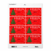 Versierde Kerstboom Rand Papier Naam Tag Etiket (Full Sheet)