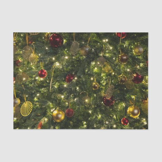  versierde kerstboom rood groen goud tissuepapier (Voorkant)