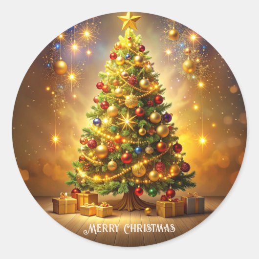 Versierde Kerstboom Stickers (Voorkant)