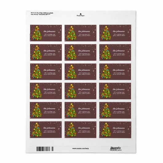 Versierde kerstboom vakantie labels (Full Sheet)