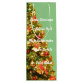  versierde kerstboom wijn cadeautas (Achterkant)
