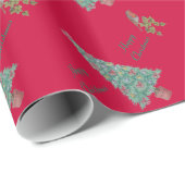 versierde kerstboomboom robin iy seizoenskunst cadeaupapier (Rol Hoek)