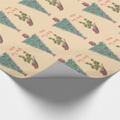 versierde kerstboomboom robin iy seizoenskunst cadeaupapier (Hoek)