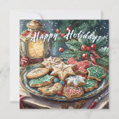 Versierde kerstkoekjes vakantiediner kaart (Voorkant)