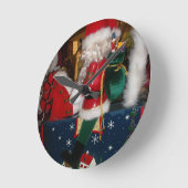 Versierde Kerstman Kerstkunst Print/Design Ronde Klok (Hoek)