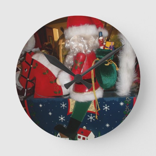 Versierde Kerstman Kerstkunst Print/Design Ronde Klok (Voorkant)