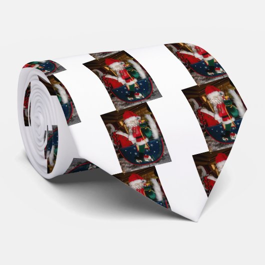 Versierde Kerstman Kerstkunst Print/Design Stropdas (Opgerold)