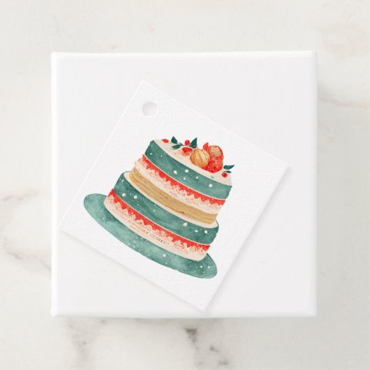 Versierde kersttaart bakkerij cadeau Labels (In situ)