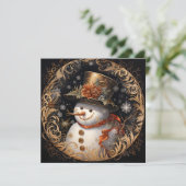 Versierde kerstvakantie-sneeuwman wenskaart feestdagenkaart (Staand voorkant)