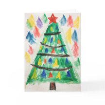 Versierde kleurpotlood kerstboom kerstkaart