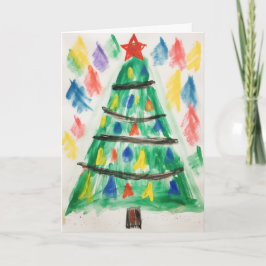 Versierde kleurpotlood kerstboom kerstkaart kaart