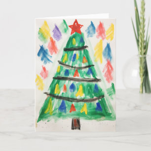 Versierde kleurpotlood kerstboom kerstkaart kaart