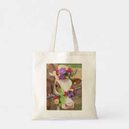Versierde koe boodschappentas tote bag