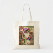Versierde koe boodschappentas tote bag (Voorkant)