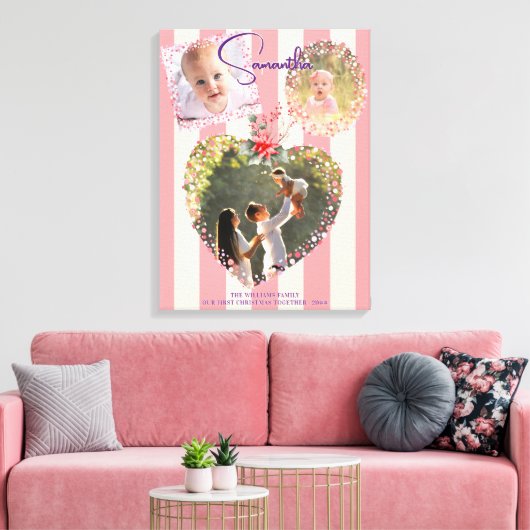 Versierde Lijsten 3 Foto's Roze 1e Kerst Mis Miles Canvas Afdruk (Insitu (Woonkamer))