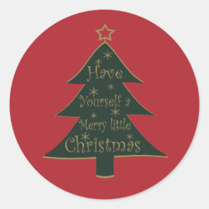 Versierde moderne boerderij verse kerst dennenbome ronde sticker