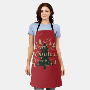 Versierde moderne boerderij verse kerst dennenbome schort