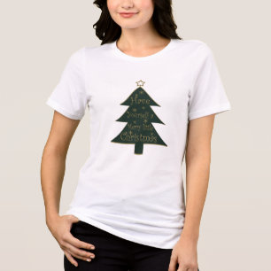 Versierde moderne boerderij verse kerst dennenbome Tri-Blend shirt
