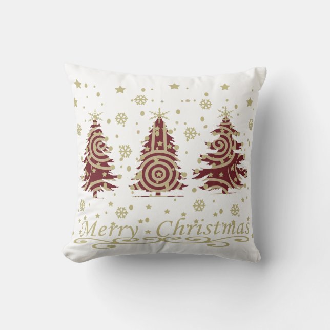 Versierde moderne kerst- dennenbomen kussen (Voorkant)