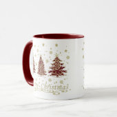 Versierde moderne kerst dennenbomen mok (Voorkant links)