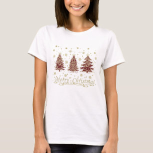 Versierde moderne kerst dennenbomen t-shirt