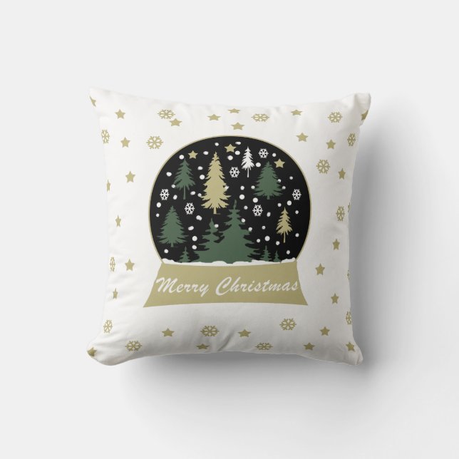 Versierde Moderne Kerstmis Sneeuwbol Kussen (Voorkant)