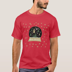 Versierde Moderne Kerstmis Sneeuwbol T-shirt