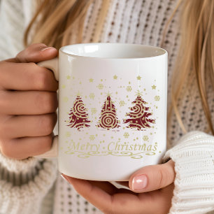 Versierde moderne vakantie kerstpijnbomen koffiemok