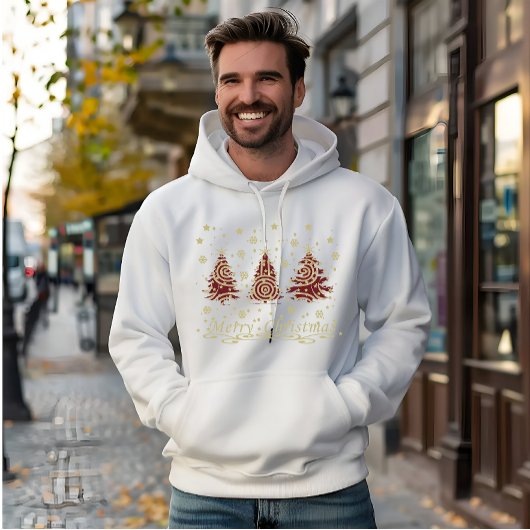 Versierde moderne vrolijke kerstpijnbomen hoodie